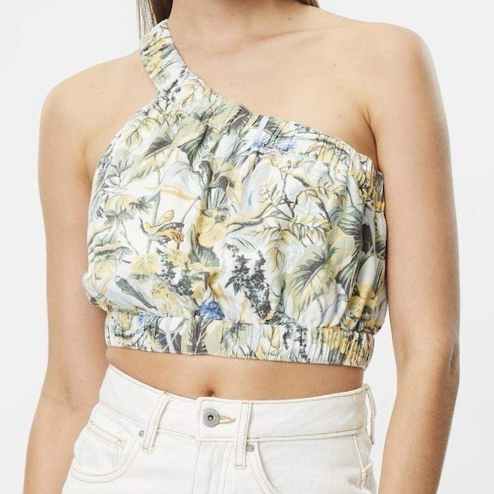 Abercrombie & Fitch One-shoulder Crop Tank Top L Floral Tropical Summer Vacation